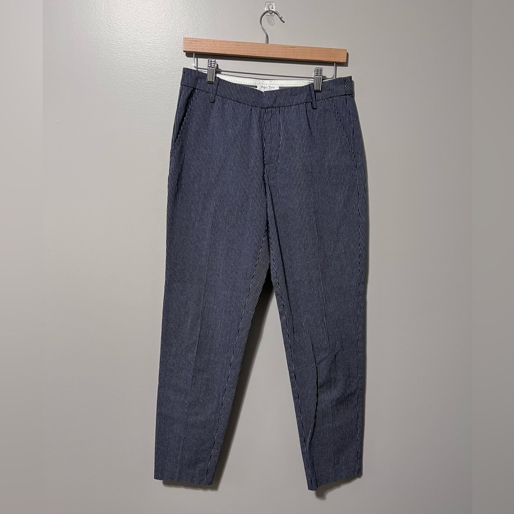 Part Two Copenhagen Mid Rise Tapered Leg Navy Pinstripe Trousers